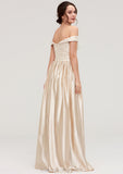 Off-the-Shoulder SleevelessA-line/Princess Charmeuse  Long/Floor-Length Bridesmaid Dresses With Appliqued Ruby STIP0025469