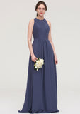 Sleeveless Scoop Neck ong/Floor-Length Chiffon A-line/Princess LStormy Bridesmaid Dresses With Pleated Bailey STIP0025470