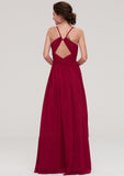 Sleeveless Sweetheart Long/Floor-Length Chiffon A-line/Princess Bridesmaid Dresseses With Split Pleated Tracy STIP0025477