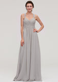 Sleeveless Sweetheart Long/Floor-Length Chiffon A-line/Princess Bridesmaid Dresseses With Pleated Beading Sloane STIP0025478