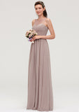 Sleeveless A-line/Princess Chiffon Long/Floor-Length Bridesmaid Dresseses With Pleated Natalee STIP0025479