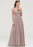 Sleeveless A-line/Princess Chiffon Long/Floor-Length Bridesmaid Dresseses With Pleated Natalee STIP0025479