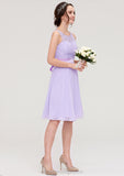 Sleeveless Knee-Length Chiffon A-line/Princess Bridesmaid Dresses With Sashes Lace Chana STIP0025481