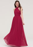 Halter Sleeveless Long/Floor-Length Chiffon A-line/Princess Bridesmaid Dresses With Pleated Marcia STIP0025483