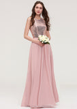 Sleeveless Bateau Long/Floor-Length Chiffon A-line/Princess Bridesmaid Dresses With Sequins Brittany STIP0025484