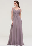 Short Sleeve Sweetheart Long/Floor-Length Chiffon A-line/Princess Bridesmaid Dresses With Pleated Beading Leila STIP0025487