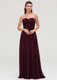 Sweetheart Sleeveless Long/Floor-Length Chiffon A-line/Princess Bridesmaid Dresses With Pleated Rhoda STIP0025490