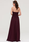 Sweetheart Sleeveless Long/Floor-Length Chiffon A-line/Princess Bridesmaid Dresses With Pleated Rhoda STIP0025490