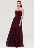 Sweetheart Sleeveless Long/Floor-Length Chiffon A-line/Princess Bridesmaid Dresses With Pleated Rhoda STIP0025490