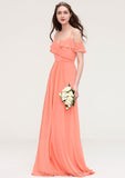 Sleeveless Sweetheart Long/Floor-Length Chiffon A-line/Princess Bridesmaid Dresses With Pleated Kayla STIP0025492