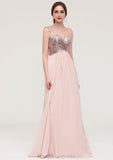 Sleeveless Long/Floor-Length Sweetheart A-line/Princess Chiffon Bridesmaid Dresses With Pleated Sequins Genesis STIP0025494