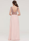 Sleeveless Long/Floor-Length Sweetheart A-line/Princess Chiffon Bridesmaid Dresses With Pleated Sequins Genesis STIP0025494