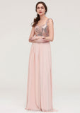 Sleeveless Long/Floor-Length Sweetheart A-line/Princess Chiffon Bridesmaid Dresses With Pleated Sequins Genesis STIP0025494