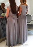 Bateau A-Line/Princess Long/Floor-Length Chiffon Bridesmaid Dresses With Appliqued Aliya STIP0025517