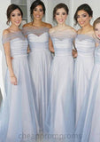 Off-The-Shoulder A-Line/Princess Long/Floor-Length Tulle Bridesmaid Dresses Aiyana STIP0025532