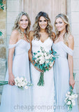 Off-The-Shoulder A-Line/Princess Long/Floor-Length Chiffon Bridesmaid Dresses With Pleated Theresa STIP0025534