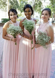 Sleeveless Scoop Neck Long/Floor-Length A-line/Princess Chiffon Bridesmaid Dresseses With Pleated Vanessa STIP0025540