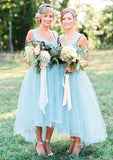 A-Line/Princess Square Neckline Asymmetrical Tulle Bridesmaid Dresses Keely STIP0025543