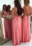 A-Line/Princess V-Neck Long/Floor-Length Chiffon Bridesmaid Dresses Zoe STIP0025551