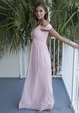 Sleeveless Sweetheart Long/Floor-Length A-line/Princess Chiffon Bridesmaid Dresses With Pleated Maddison STIP0025557