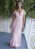 Sleeveless Sweetheart Long/Floor-Length A-line/Princess Chiffon Bridesmaid Dresses With Pleated Maddison STIP0025557