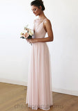 Spaghetti Straps Sleeveless V Neck Long/Floor-Length Chiffon Bridesmaid Dresses With Pleated Kristina STIP0025561