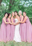 Sleeveless V Neck Long/Floor-Length Chiffon A-line/Princess Bridesmaid Dresseses With Pleated Lindsay STIP0025584