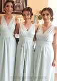 Sleeveless V Neck Long/Floor-Length Chiffon A-line/Princess Bridesmaid Dresseses With Pleated   Tracy STIP0025597