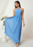 A-line Empire Halter Sleeveless Chiffon Long/Floor-Length Bridesmaid Dresses With Ruffles Danna STIP0025611