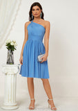 A-line One-Shoulder Sleeveless Chiffon Knee-Length Bridesmaid Dresses With Pleated Daphne STIP0025612