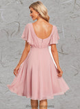 Ashtyn A-line V-Neck Knee-Length Chiffon Homecoming Dress STIP0025702