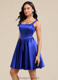 Gill A-line Square Short Satin Homecoming Dress With Bow STIP0025672