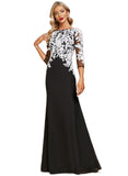 Braelyn Sheath/Column Boat Neck Floor-Length Chiffon Lace Evening Dress With Sequins STIP0020784