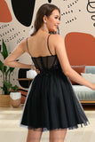 Kitty A-line Sweetheart Short/Mini Tulle Homecoming Dress With Sequins STIP0020467