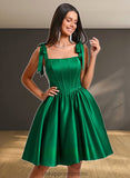 Emily Ball-Gown/Princess Straight Short Satin Homecoming Dress With Bow STIP0025645