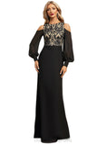 Lilyana Sheath/Column Scoop Floor-Length Chiffon Lace Evening Dress With Sequins STIP0020864