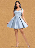 Elsie A-line Sweetheart Short Satin Homecoming Dress With Bow STIP0025678