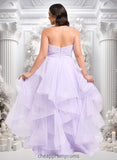 Iyana Ball-Gown/Princess Asymmetrical One Shoulder Floor-Length Tulle Prom Dresses STIP0025867