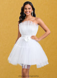 Destinee Ball-Gown/Princess Asymmetrical Short Tulle Homecoming Dress With Bow STIP0025709