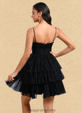 Laila Ball-Gown/Princess Scoop Short Tulle Homecoming Dress With Pleated Ruffle STIP0025648