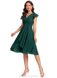 Judith A-line V-Neck Knee-Length Chiffon Cocktail Dress STIP0020779