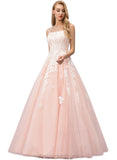 Jan Ball-Gown/Princess Square Floor-Length Lace Tulle Prom Dresses With Sequins STIP0020929