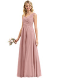 Reese A-line V-Neck Floor-Length Chiffon Evening Dress With Pleated STIP0020943