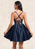 Roselyn A-line Sweetheart Short Satin Homecoming Dress With Pleated STIP0025673