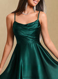 Ellie A-line Cowl Short Stretch Satin Homecoming Dress STIP0025664