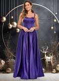 Adison Ball-Gown/Princess Scoop Floor-Length Satin Prom Dresses With Appliques Lace Beading STIP0025865