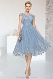 Makenzie A-line Scoop Knee-Length Lace Tulle Homecoming Dress With Sequins STIP0020579