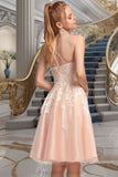 Genesis A-line Square Knee-Length Tulle Homecoming Dress With Beading STIP0020543