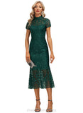 Geraldine Sheath/Column High Neck Illusion Tea-Length Lace Cocktail Dress STIP0020805