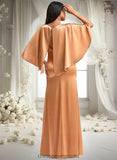 Una A-line Square Floor-Length Stretch Satin Bridesmaid Dress STIP0025765